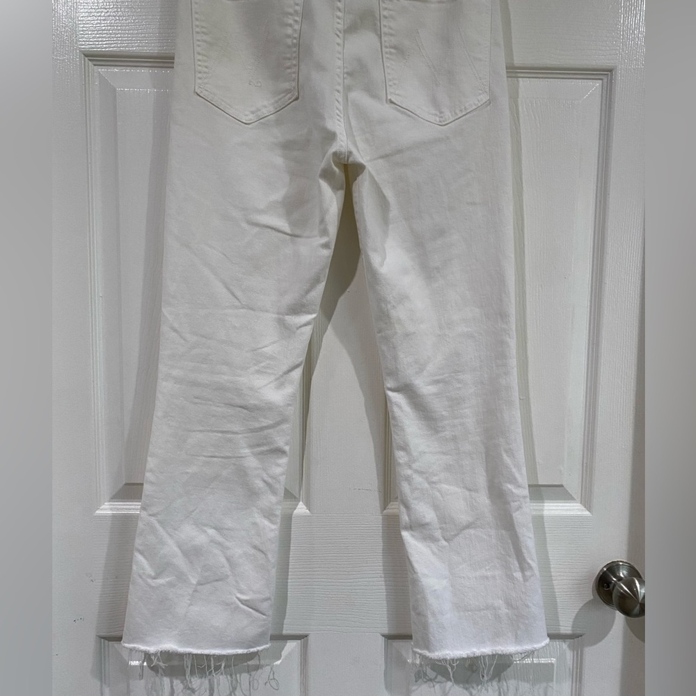 MOTHER The Hustler Ankle Fray In Fairest Of Them All White High Rise Jeans 30 - Picture 11 of 15